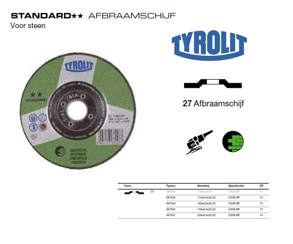 Afbraamschijf  27X 230x6x22,23 A24-BF | DKMTools - DKM Tools