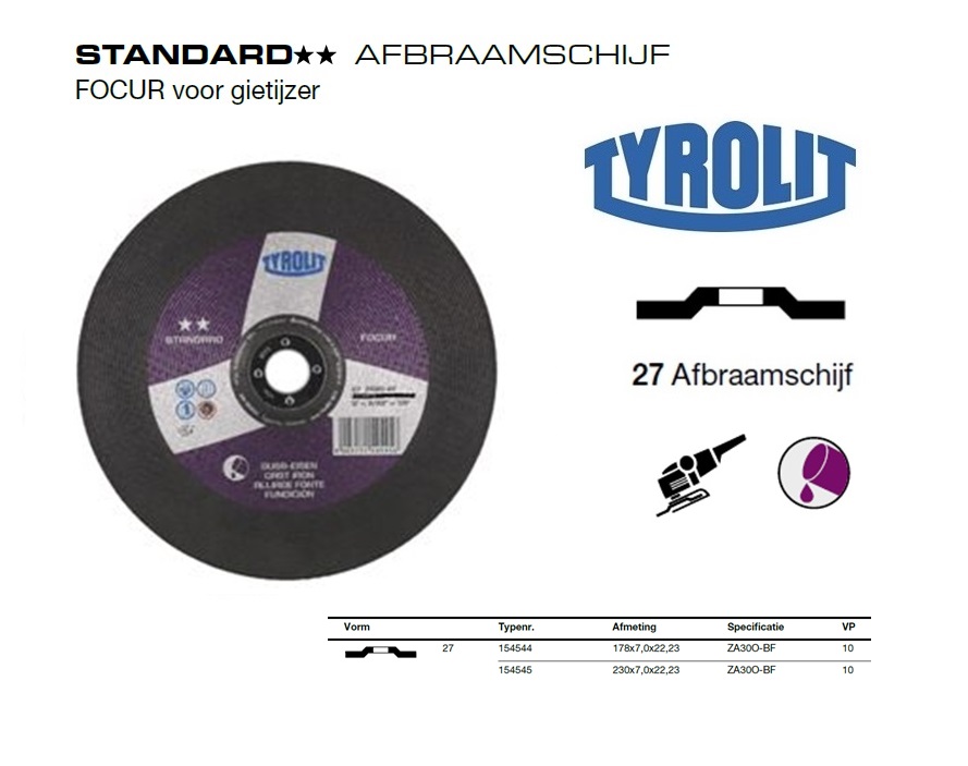 Afbraamschijf FOCUR 27F 230x7x22,2 ZA30-BF