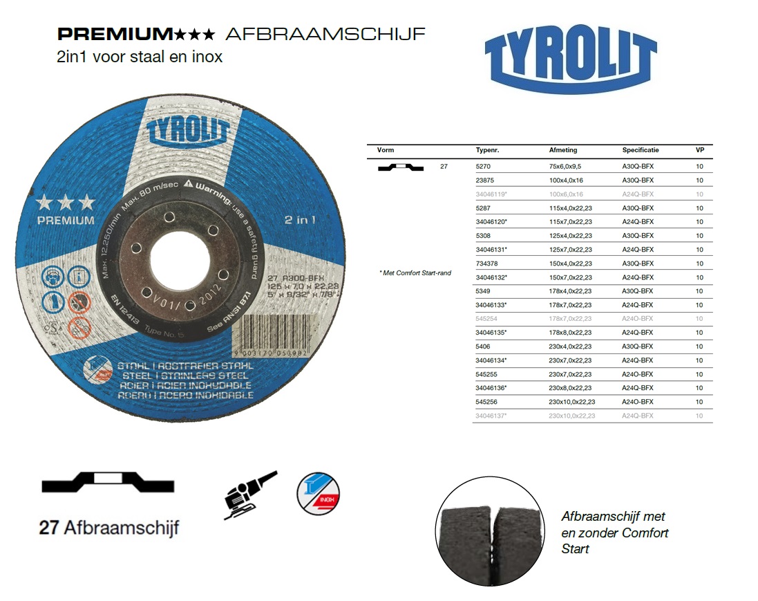 Afbraamschijf 27E 75x6,0x9,5 A30Q-BFX