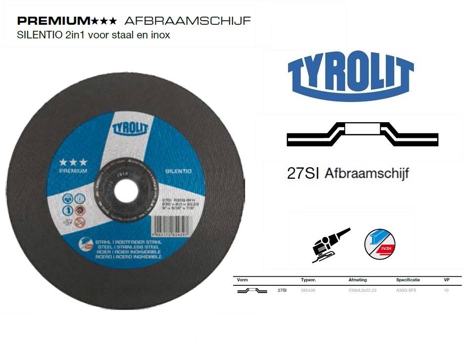 Afbraamschijf 27SI 230x8,0x22,23 A30R-BFX | DKMTools - DKM Tools