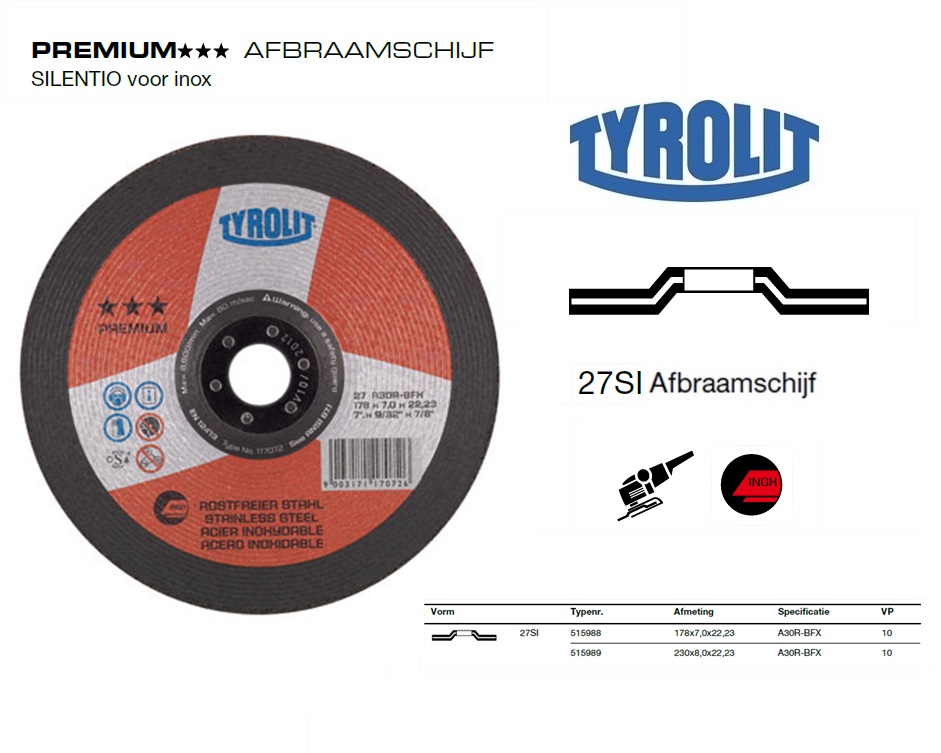 Afbraamschijf 27SI 178x7,0x22,23 A30R-BFX