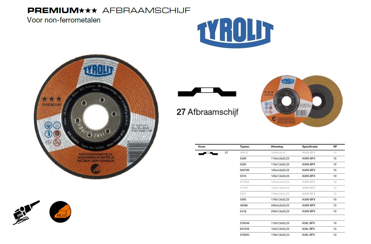 Afbraamschijf 27 E 100x6x16 A36N-BFX