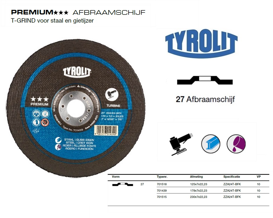 Afbraamschijf 27 125x7,0x22,23 A30R-BFX | DKMTools - DKM Tools