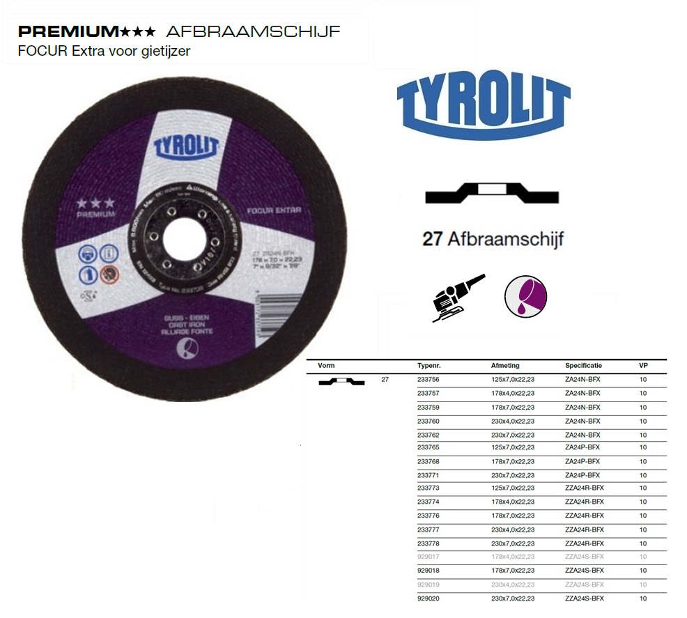 Afbraamschijf 27 125x7,0x22,23 ZA24N-BFX