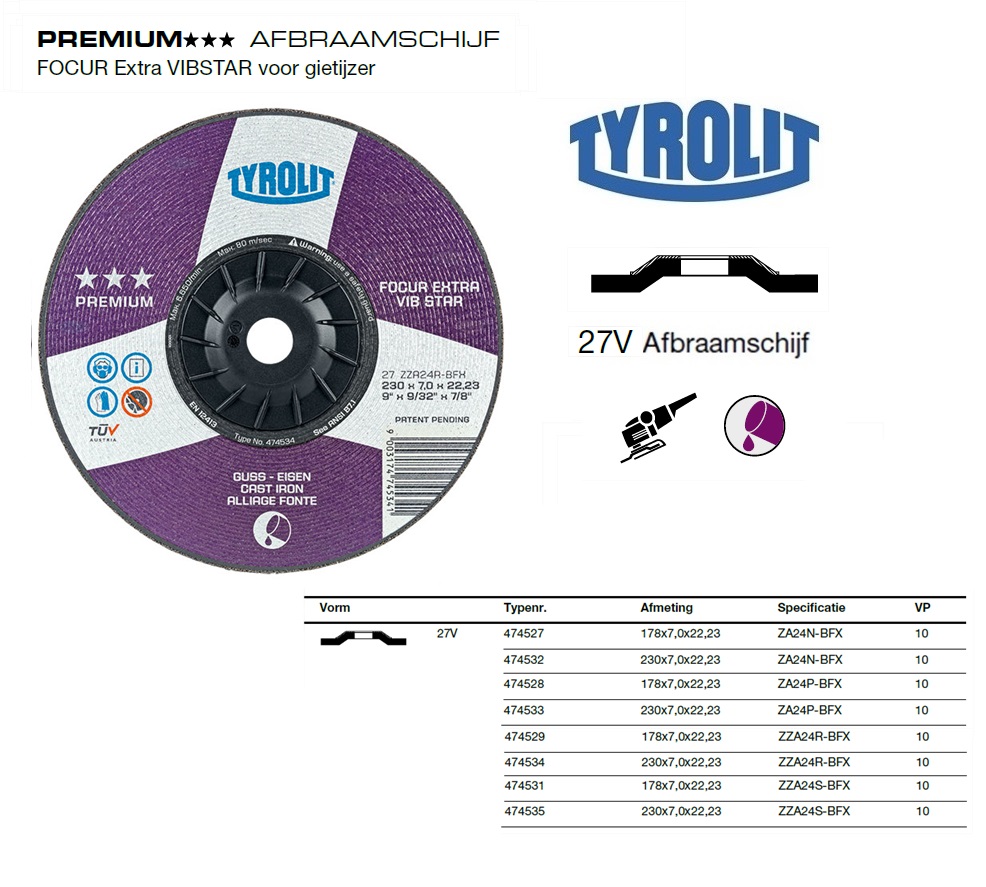 Afbraamschijf 27V 178x7,0x22,23 ZA24N-BFX