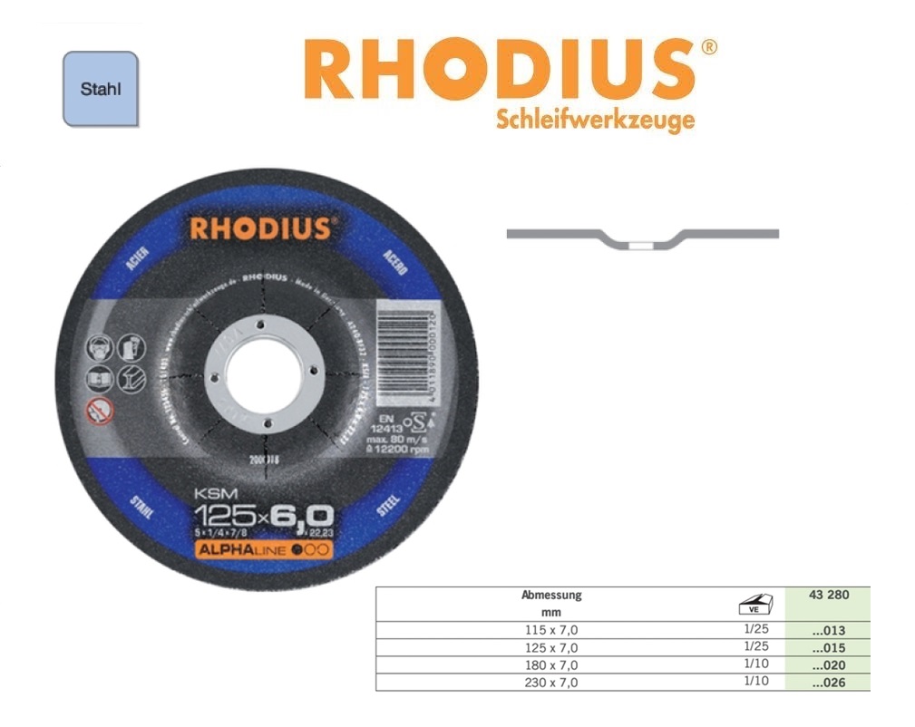 Afbraamschijf 115x6mm RS 24 PRO Aluminium, Rhodius 200349 | DKMTools - DKM Tools