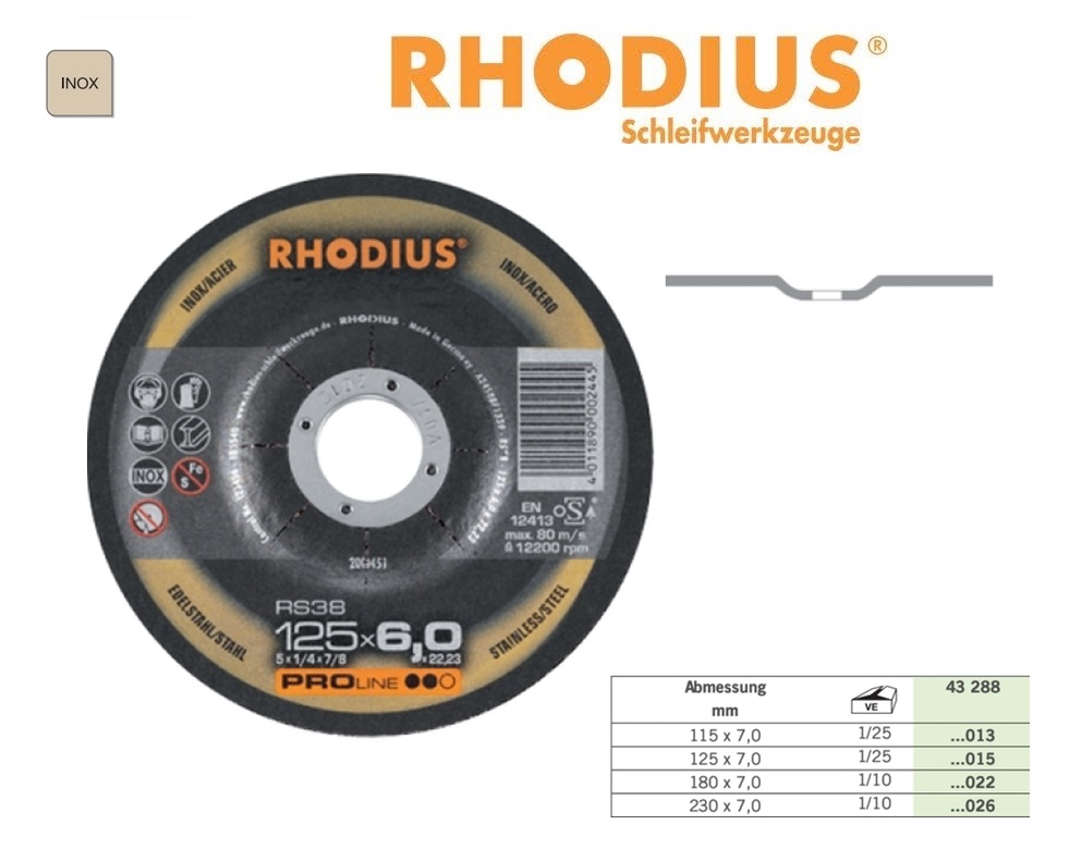 Afbraamschijf 115x6mm RS 24 PRO Aluminium, Rhodius 200349 | DKMTools - DKM Tools