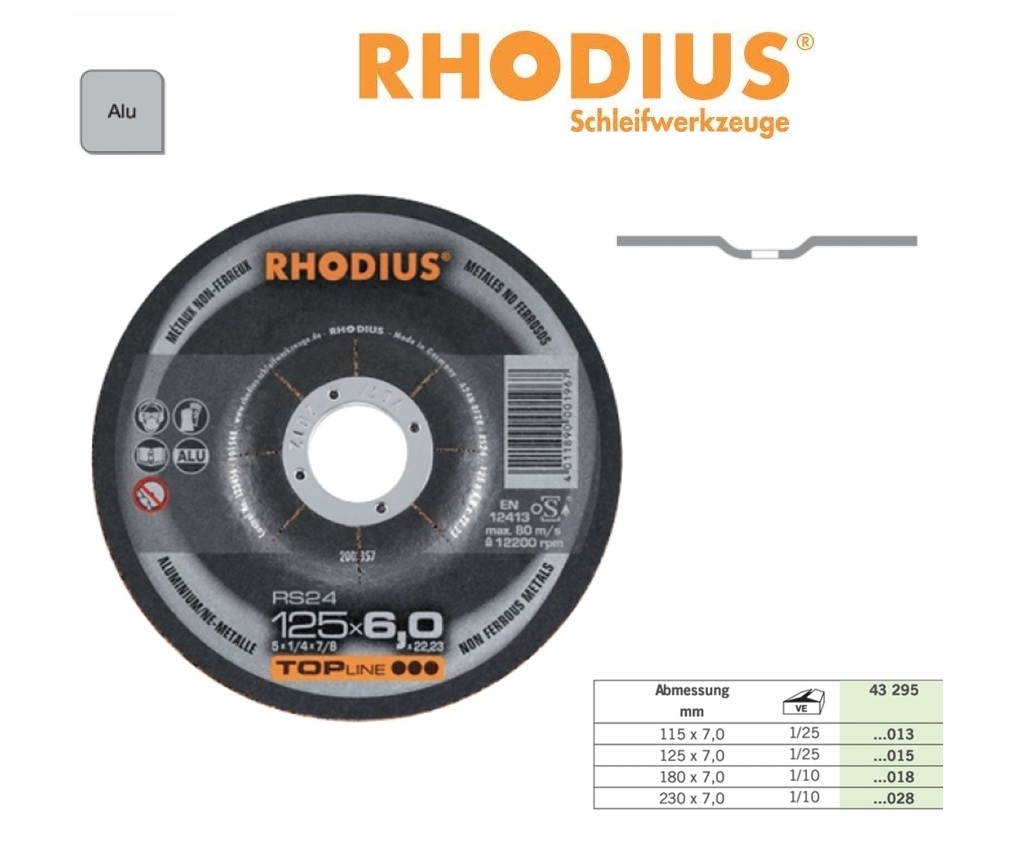 Afbraamschijf 115x6mm INOX RS38 PRO, Rhodius 200432 | DKMTools - DKM Tools