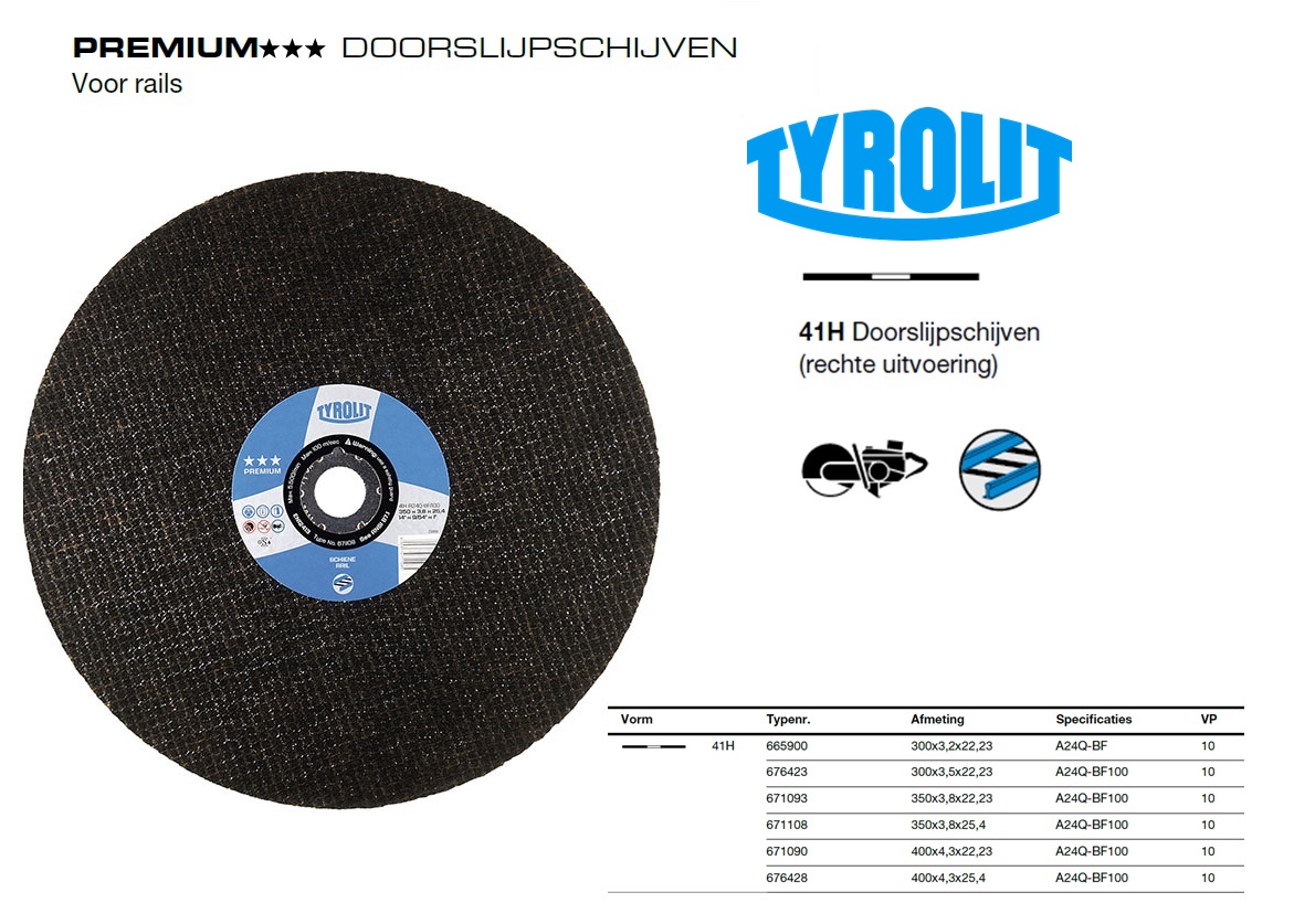 Doorslijpschijf Rail 41H 350x4x25,4 A30-BF RAIL 100 | DKMTools - DKM Tools