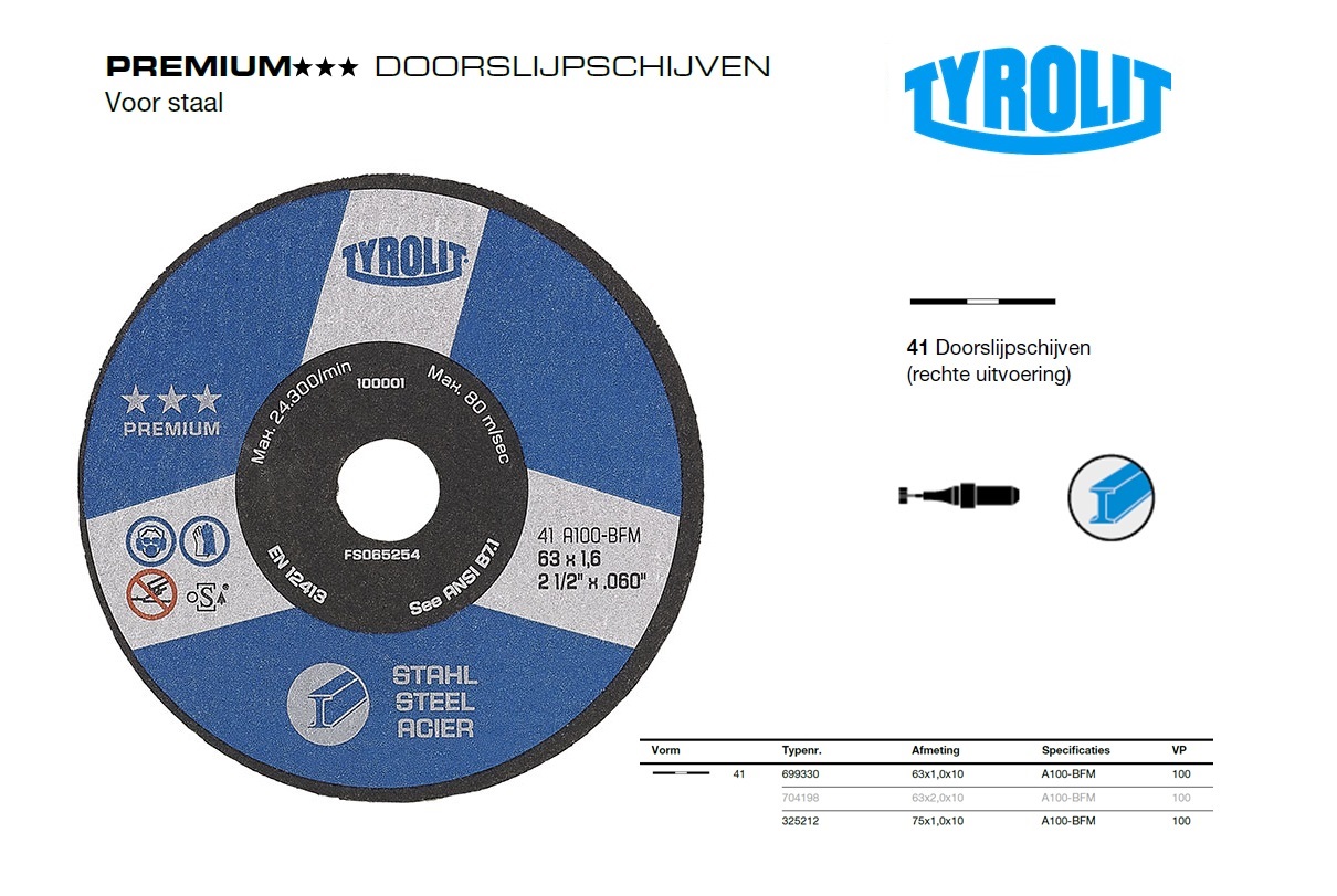 Mini Slijpschijf 41F 63x1x10 A100-BFM