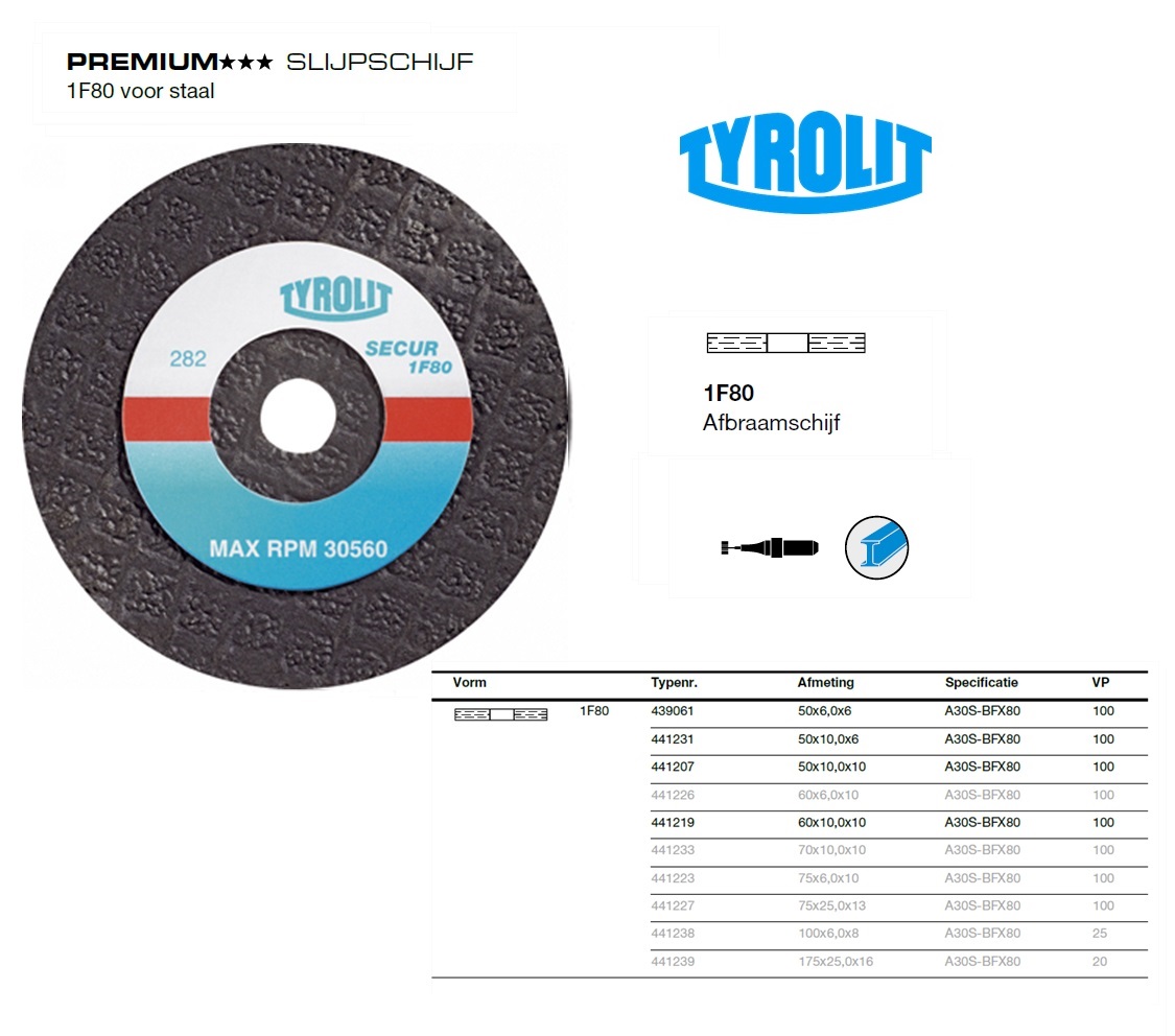 SlijpSchijf 1F80 50x10,0x10 A36N-BFX80 | DKMTools - DKM Tools