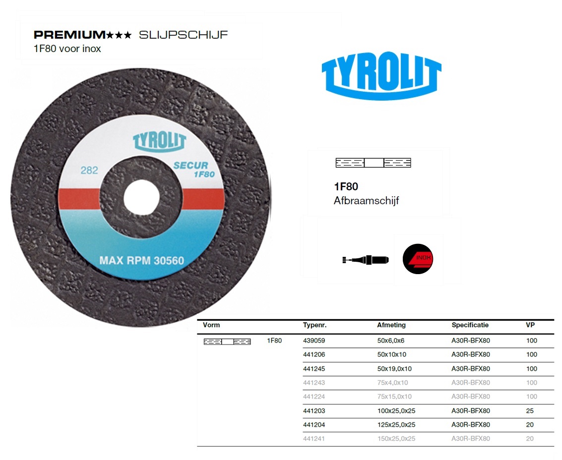 SlijpSchijf 1F80 100x20,0x20 A36N-BFX80 | DKMTools - DKM Tools