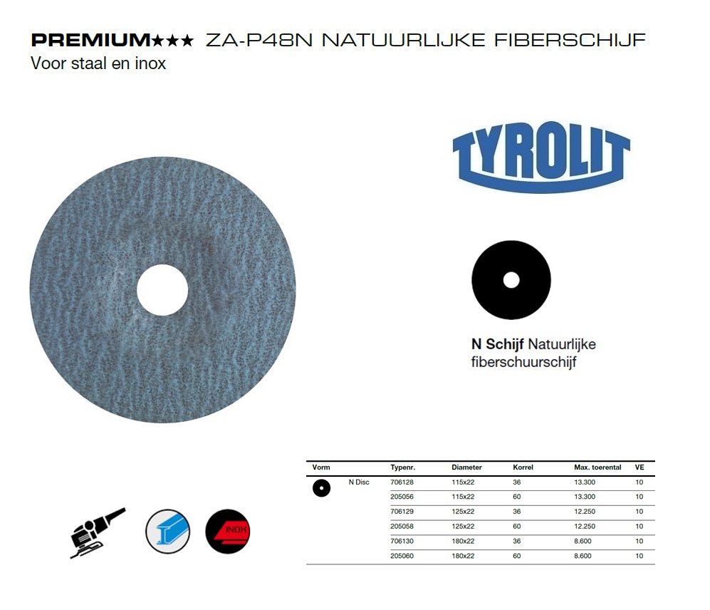 Pioneer fiberschijf 125x22 CA36 | DKMTools - DKM Tools