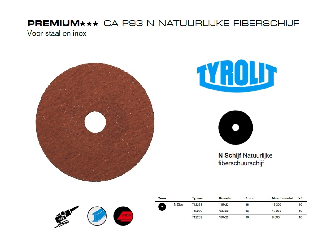 Pioneer fiberschijf 180x22 ZA60 Tyrolit 205060 | DKMTools - DKM Tools