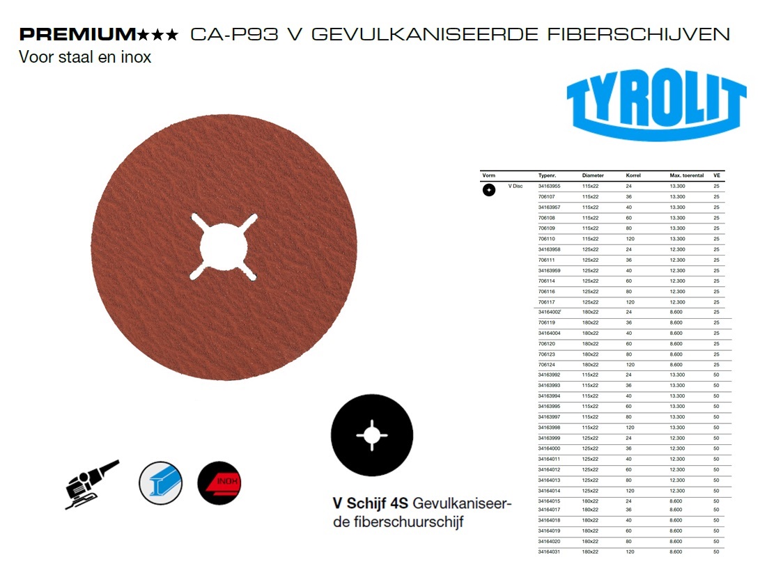 Fiberschijf 115x22 CA-P93