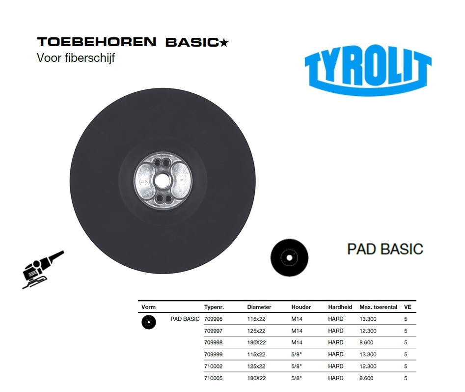 Steunschijf Basic 115x22 M14B HARD