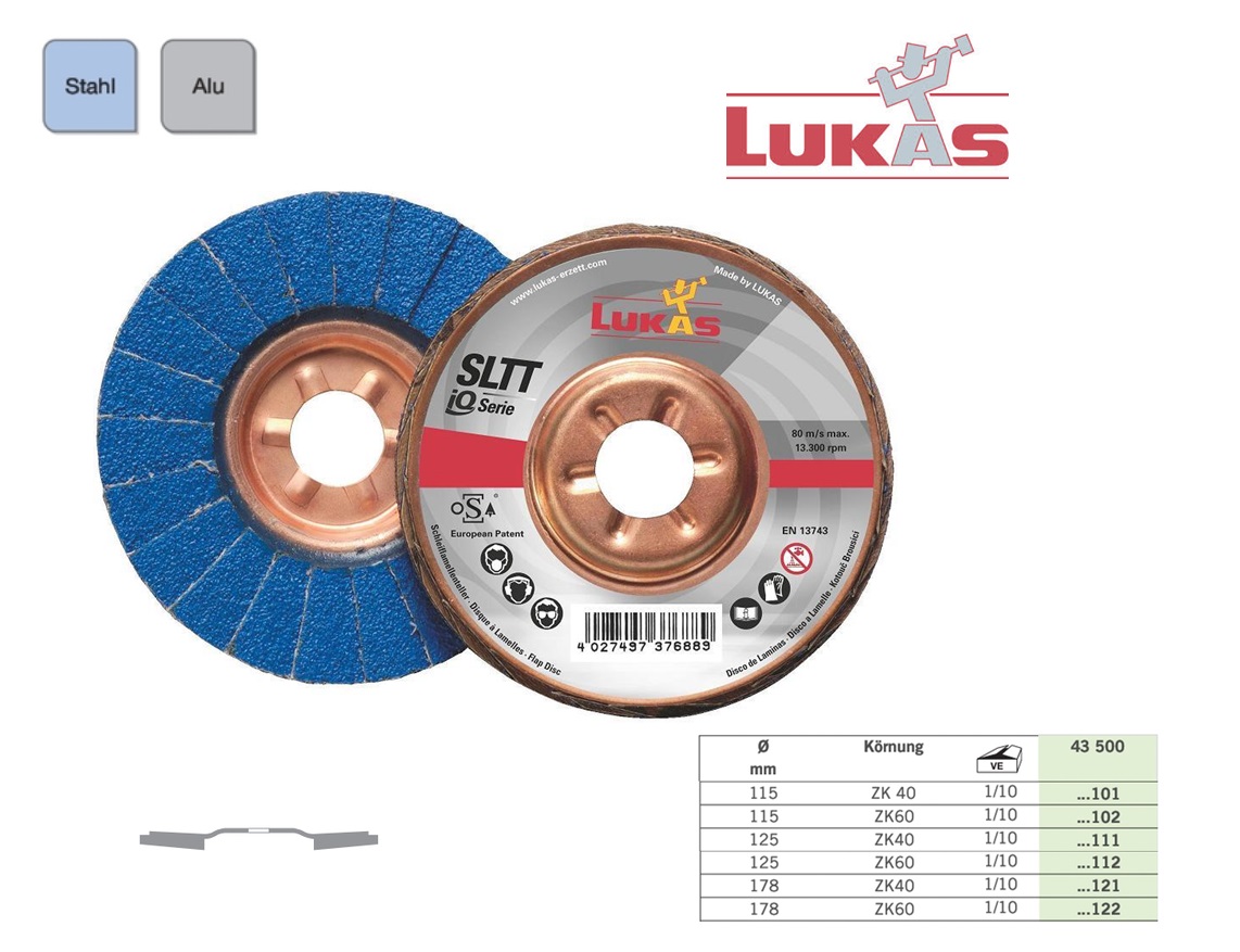 Lamellenslijpschijf 125 Ø K40,SLTT ZK Lukas A27201250400065