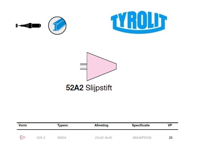 Slijpstift 52A-2, 25x32-6x40 ,88A46P5V38