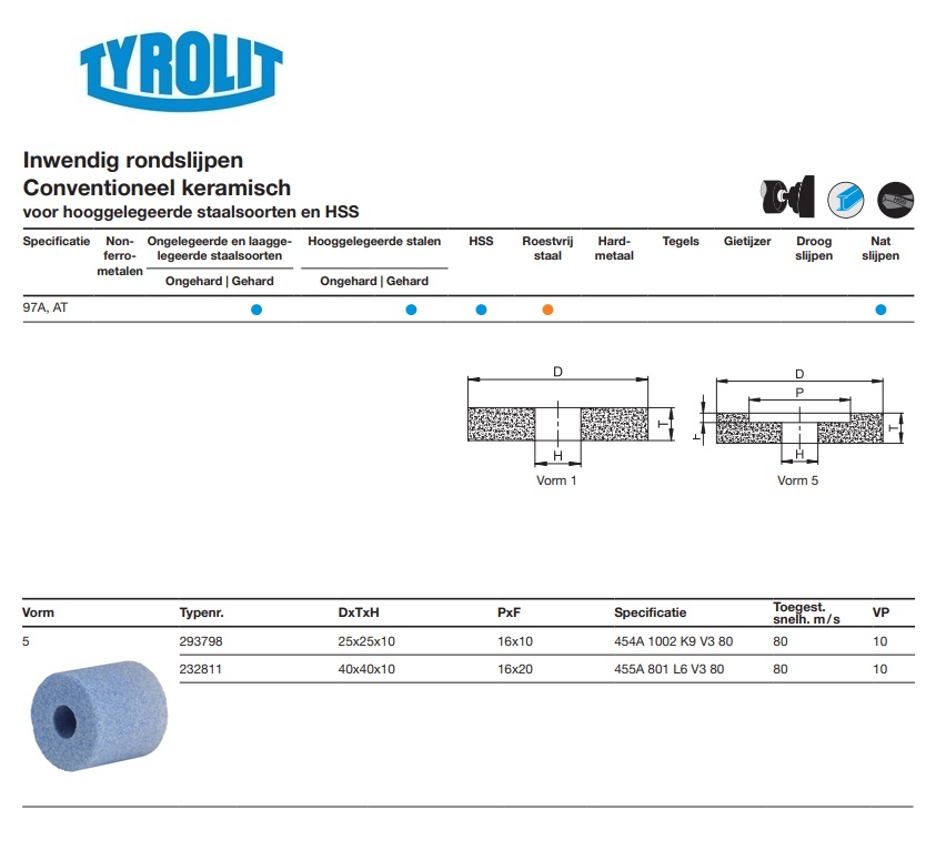 Keramische slijpschijf voor inwendig rondslijpen 1 32x32x10 89A 602 J5 V111 50 | DKMTools - DKM Tools