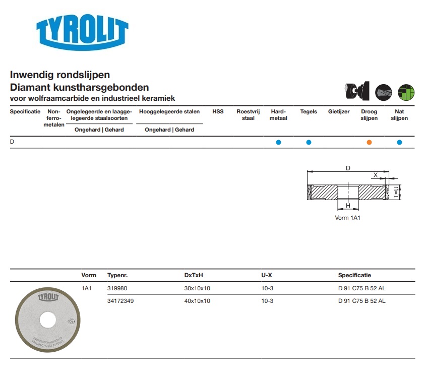 Galvanische diamantslijpschijf voor inwendig rondslijpen 1A1W 10x10 D 151 X GST | DKMTools - DKM Tools