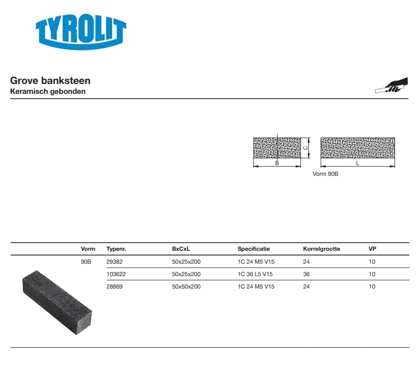 Grove banksteen 90B 50x25x200 1C 24 M5 V15