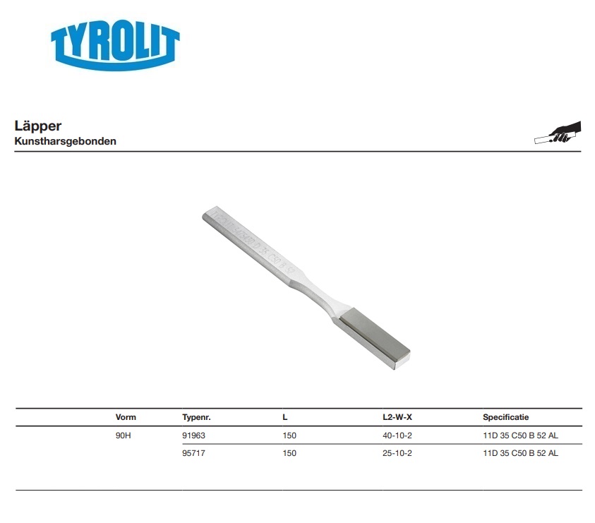Kunstharsgebonden lepgereedschap 90H 150 11D 35 C50 B 52 AL