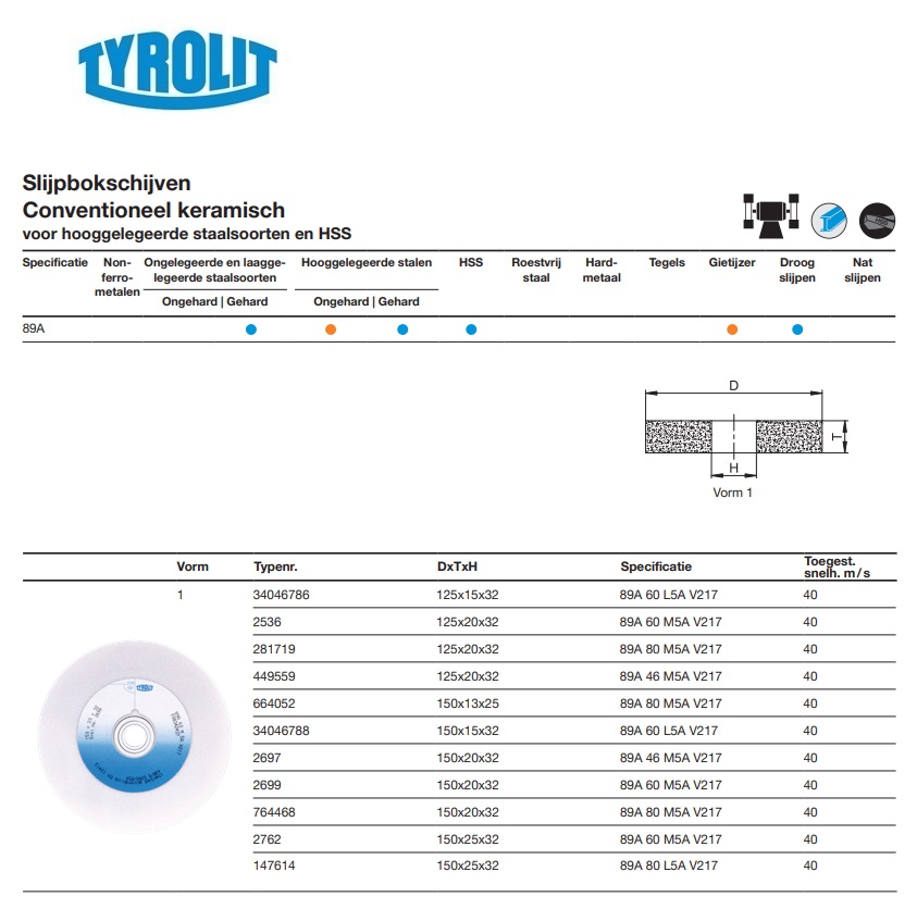 Conventionele keramische slijpbokschijf 1 175x25x51 C 80 J5 V15 | DKMTools - DKM Tools