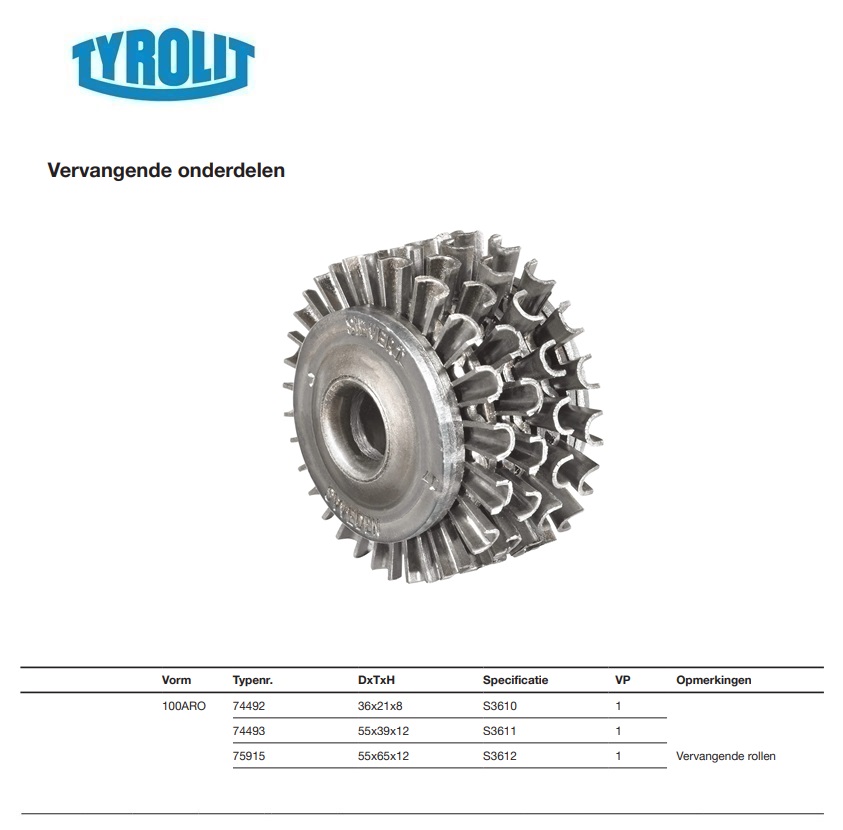 Vervangrol voor Sievert handdresser 100ARO 36x21x8 S3610