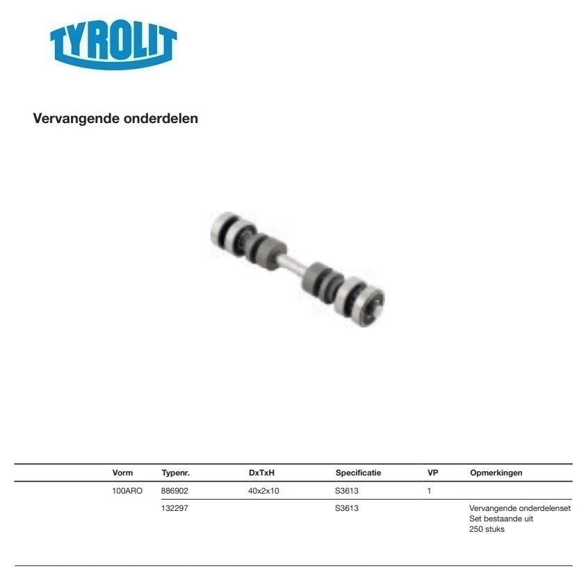 Vervangrol voor Sievert handdresser 100ARO 40x2x10 S3613