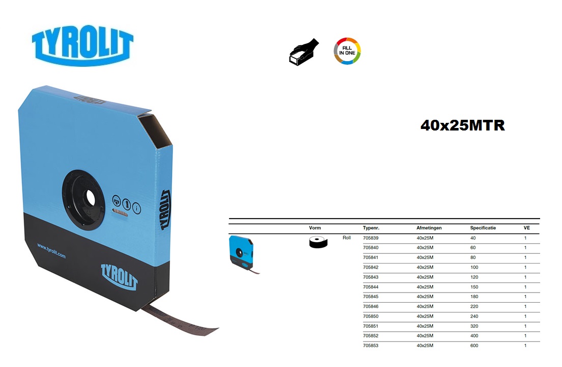 Schuurlinnen op Rol 40x25M A40 B01 Tyrolit 705839