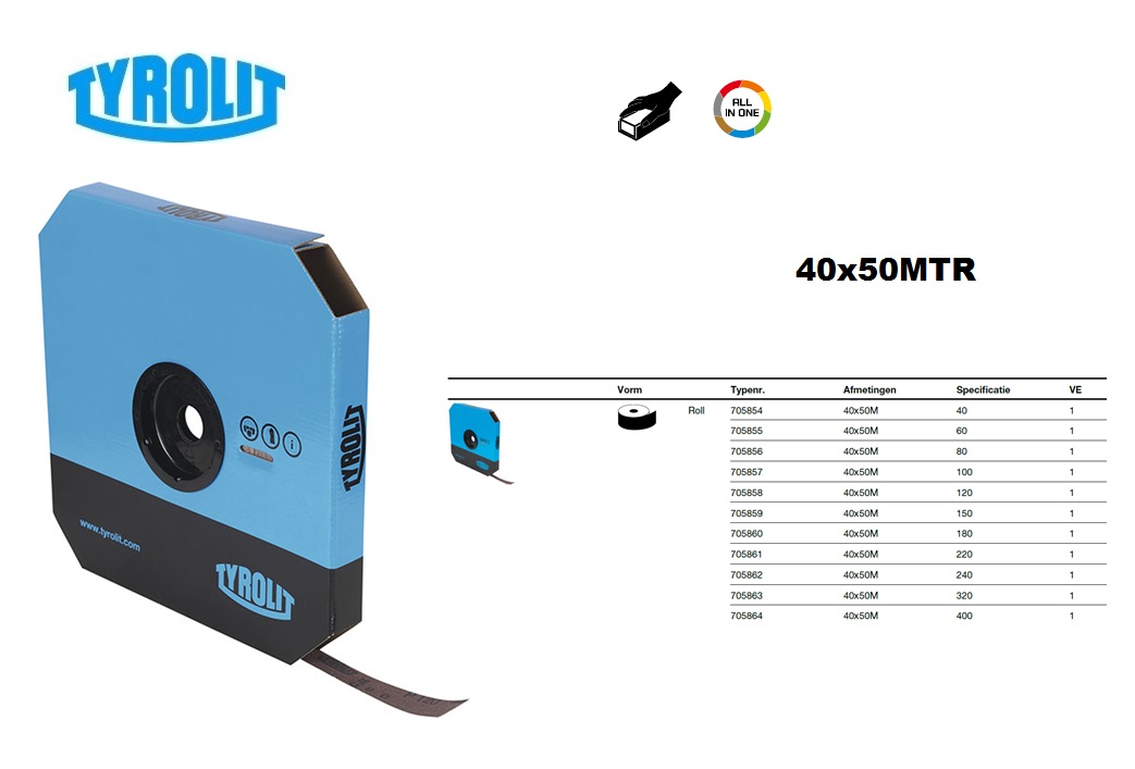 Schuurlinnen op Rol 40x50M A40 B01 Tyrolit 705854