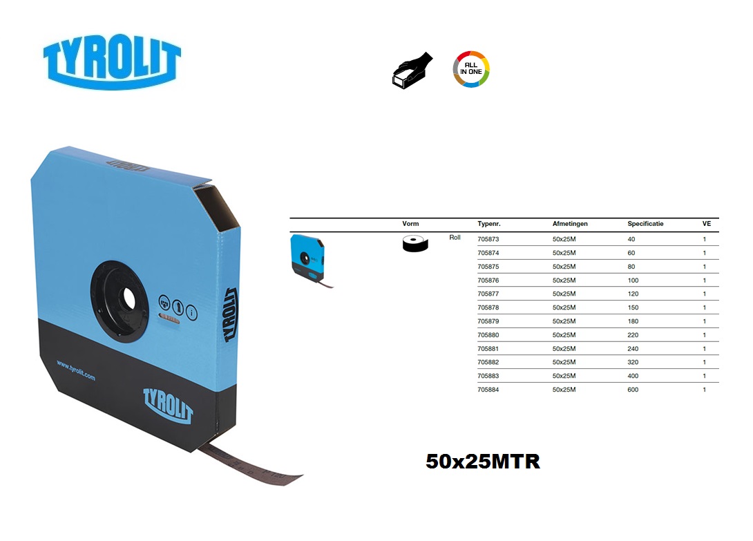 Schuurlinnen op Rol 50x25M A40 B01 Tyrolit 705873