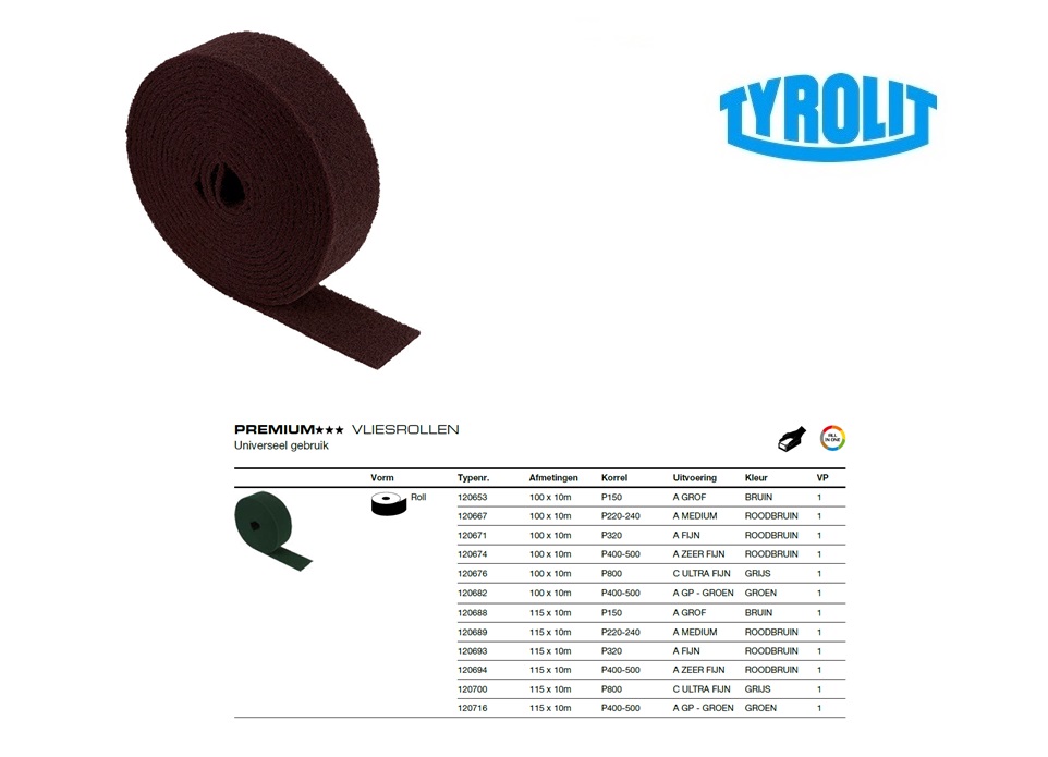 Vlies Rol VL 100x10M A GP-GREEN P Tyrolit 120682 | DKMTools - DKM Tools