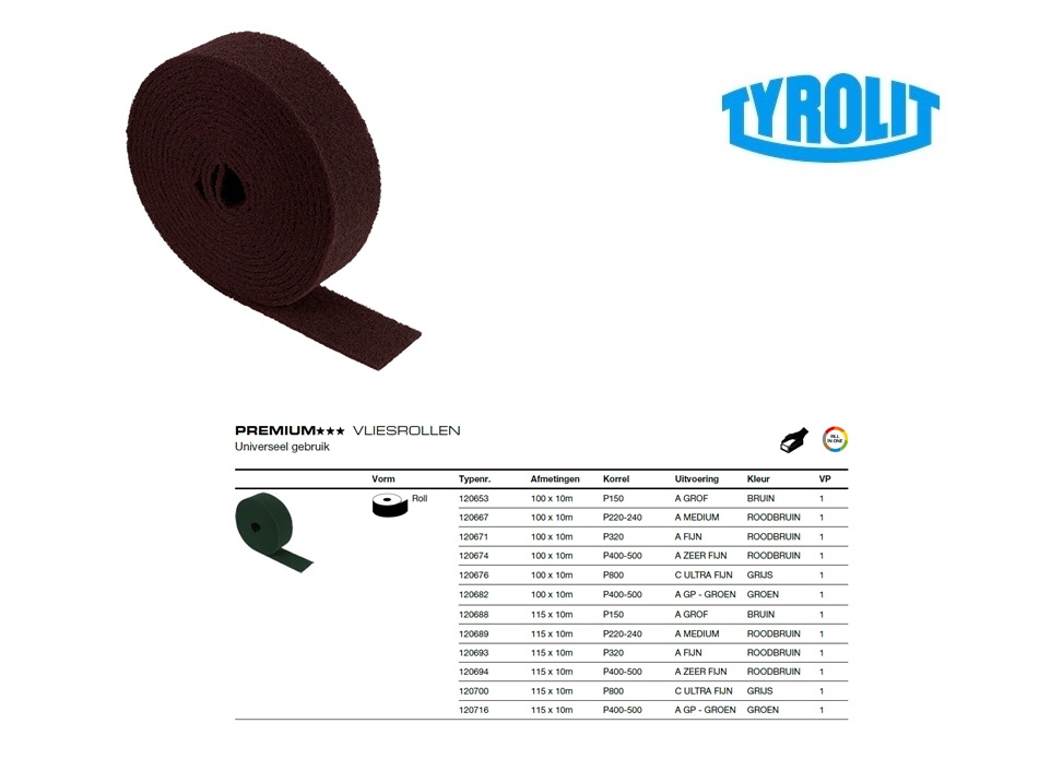 Vlies Rol VL 115x10M C SUPER-FINE P Tyrolit 120700 | DKMTools - DKM Tools