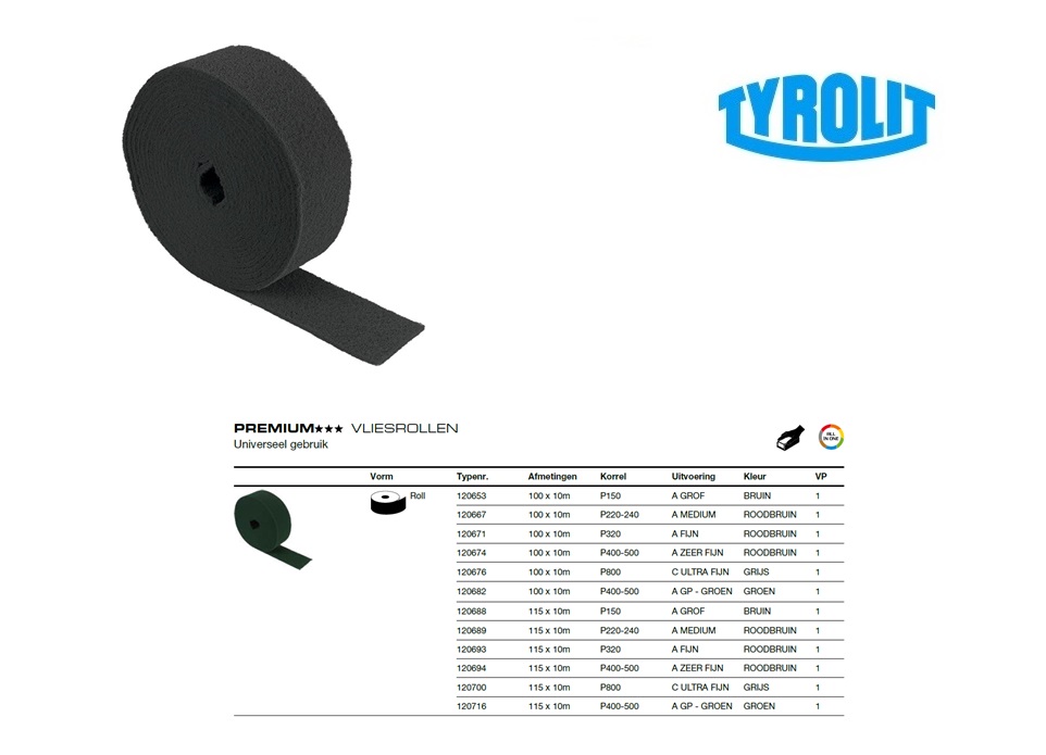 Vlies Rol VL 115x10M A MEDIUM P Tyrolit 120689 | DKMTools - DKM Tools