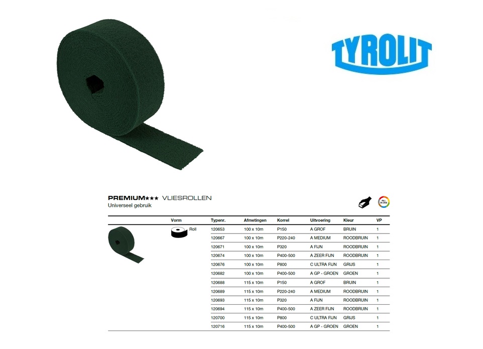 Vlies Rol VL 100x10M A GP-GREEN P Tyrolit 120682