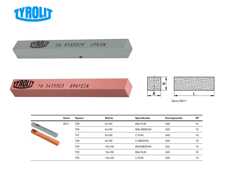 Vierkante keramische slijpvijl 9011 10x100 C MEDIUM | DKMTools - DKM Tools
