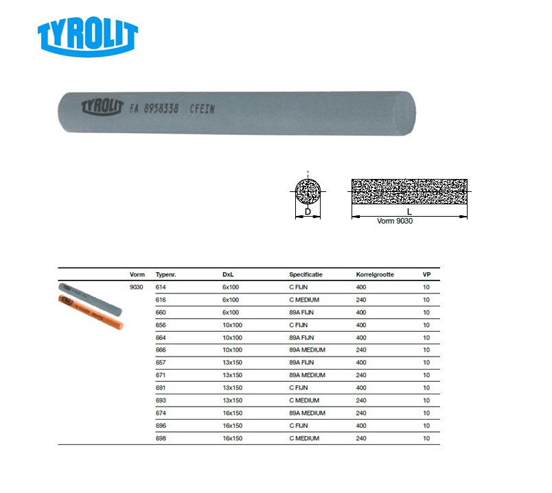 Ronde keramische slijpvijl 9030 6x100 C FINE