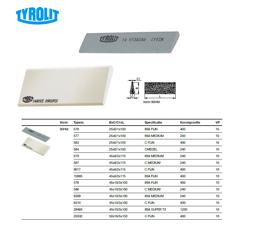 Conische keramische slijpvijl 90HM 25x6/1l100 89AFINE