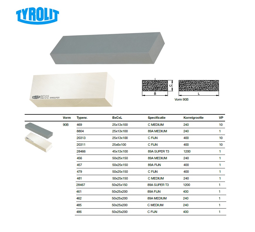 Banksteen Keramisch gebonden 90B 25x13x100 CMEDIUM