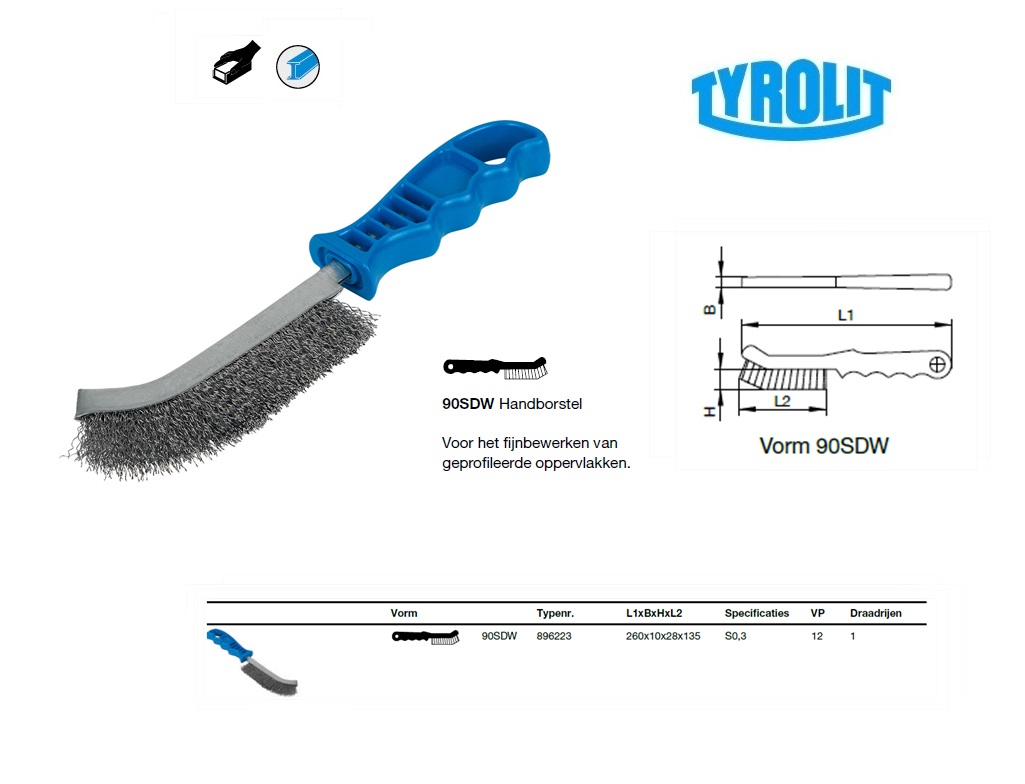Multifuntionele staalborstel 90SDW 260x10x28 Non Ferrometalen M0,3 Tyrolit 199678 | DKMTools - DKM Tools