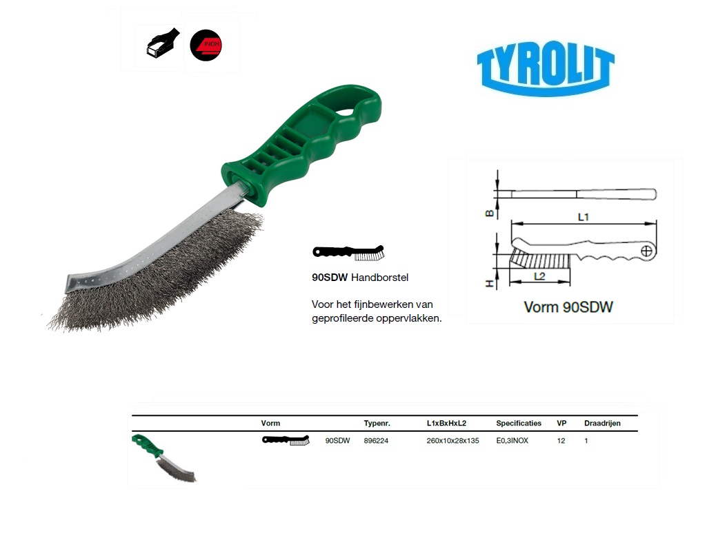 Multifuntionele staalborstel 90SDW 260x10x28 Staal S0,3 Tyrolit 896223 | DKMTools - DKM Tools