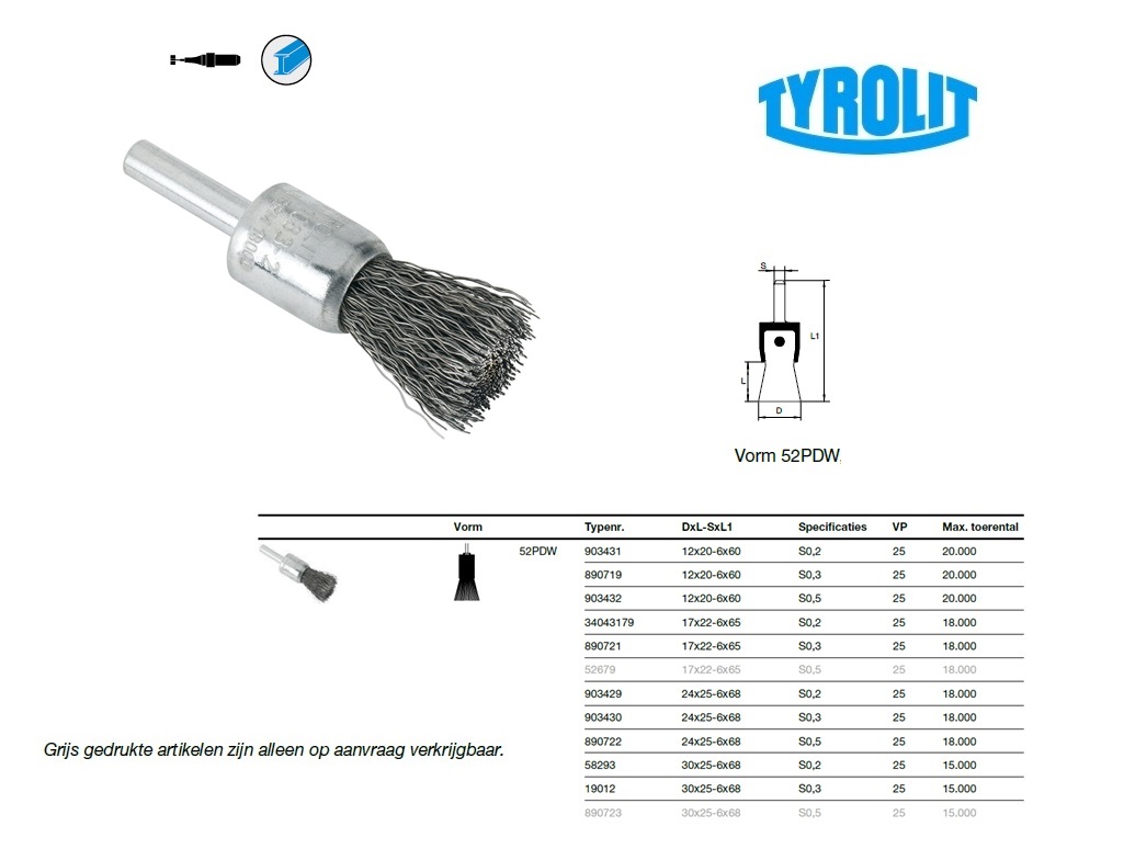 Penseelborstel 24x25-6x68 E0,3INOX 52PDW | DKMTools - DKM Tools