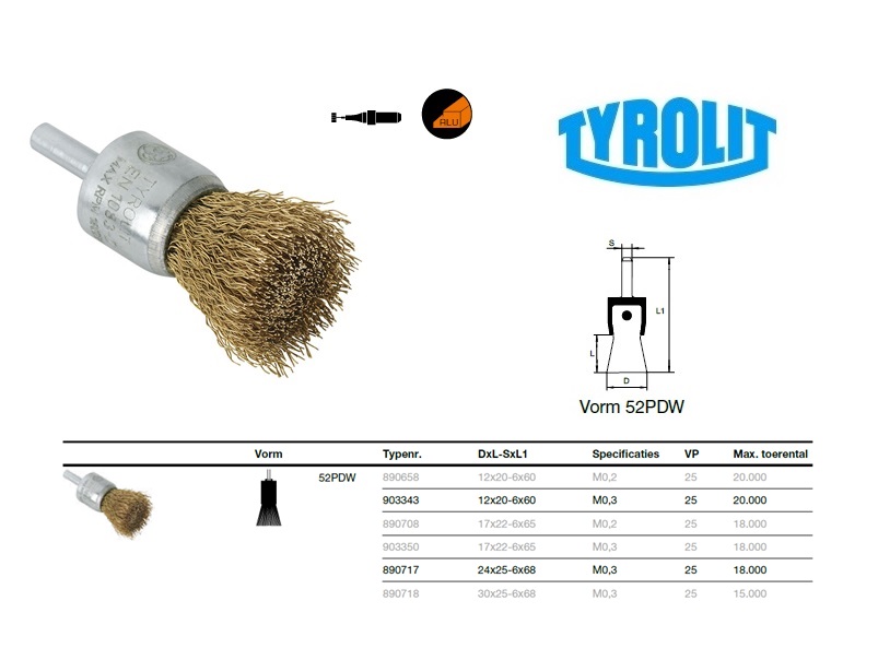 Penseelborstel 30x25-6x68 E0,3INOX 52PDW | DKMTools - DKM Tools