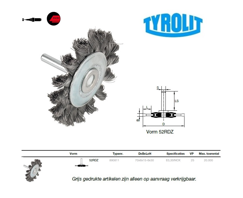 Rondborstel 70x6x15-6x30  SH0,3 52RDZ | DKMTools - DKM Tools