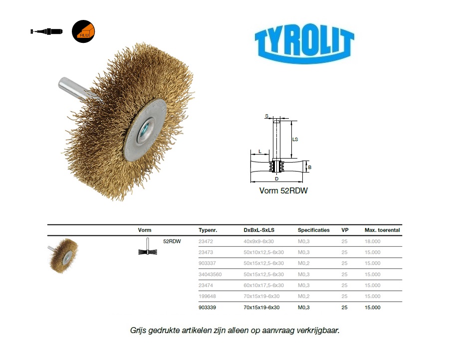 Rondborstel 60x10x17,5-6x30 S0,3 52RDW | DKMTools - DKM Tools