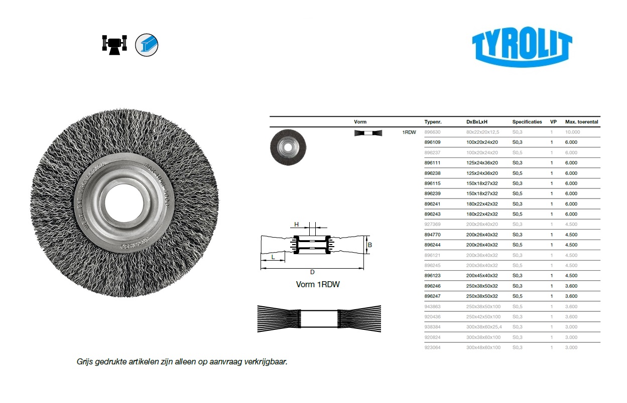 Draadborstel 200x26x40x32 E0,3INOX 1RDW | DKMTools - DKM Tools