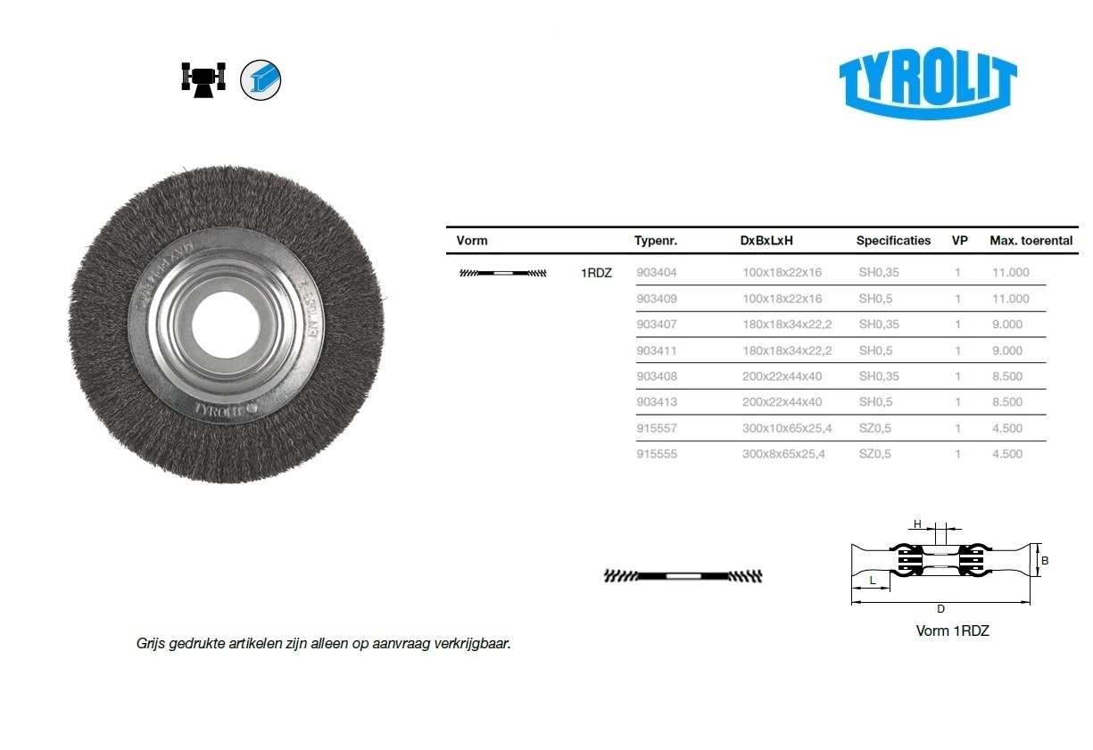 Draadborstel 100x18x22x16 SH0,35 1RDZ