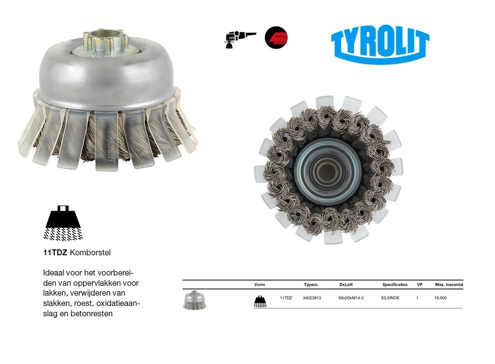 Shield-Komborstel 65x20xM14-2 E0,5INOX 11TDZ