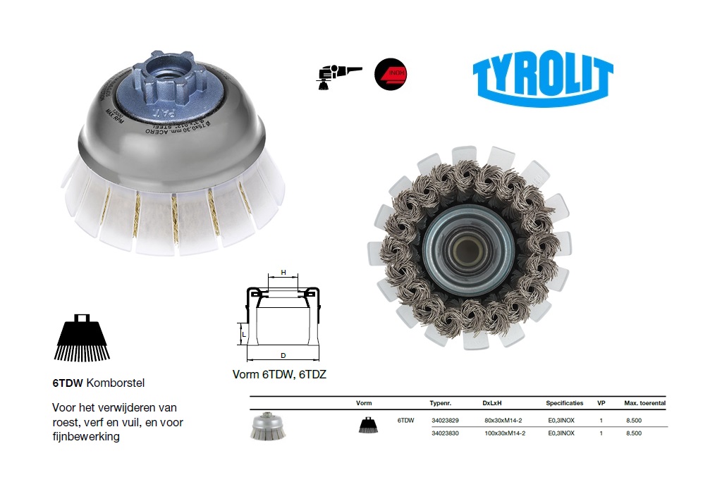 Shield-Komborstel 80x30xM14-2 SM0,3 6TDW | DKMTools - DKM Tools